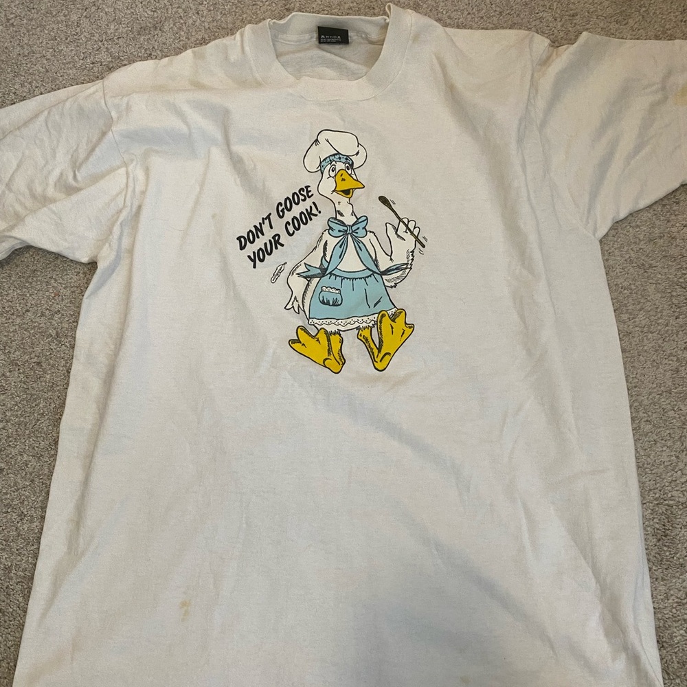 White Graphic T-Shirt with Duck Print
